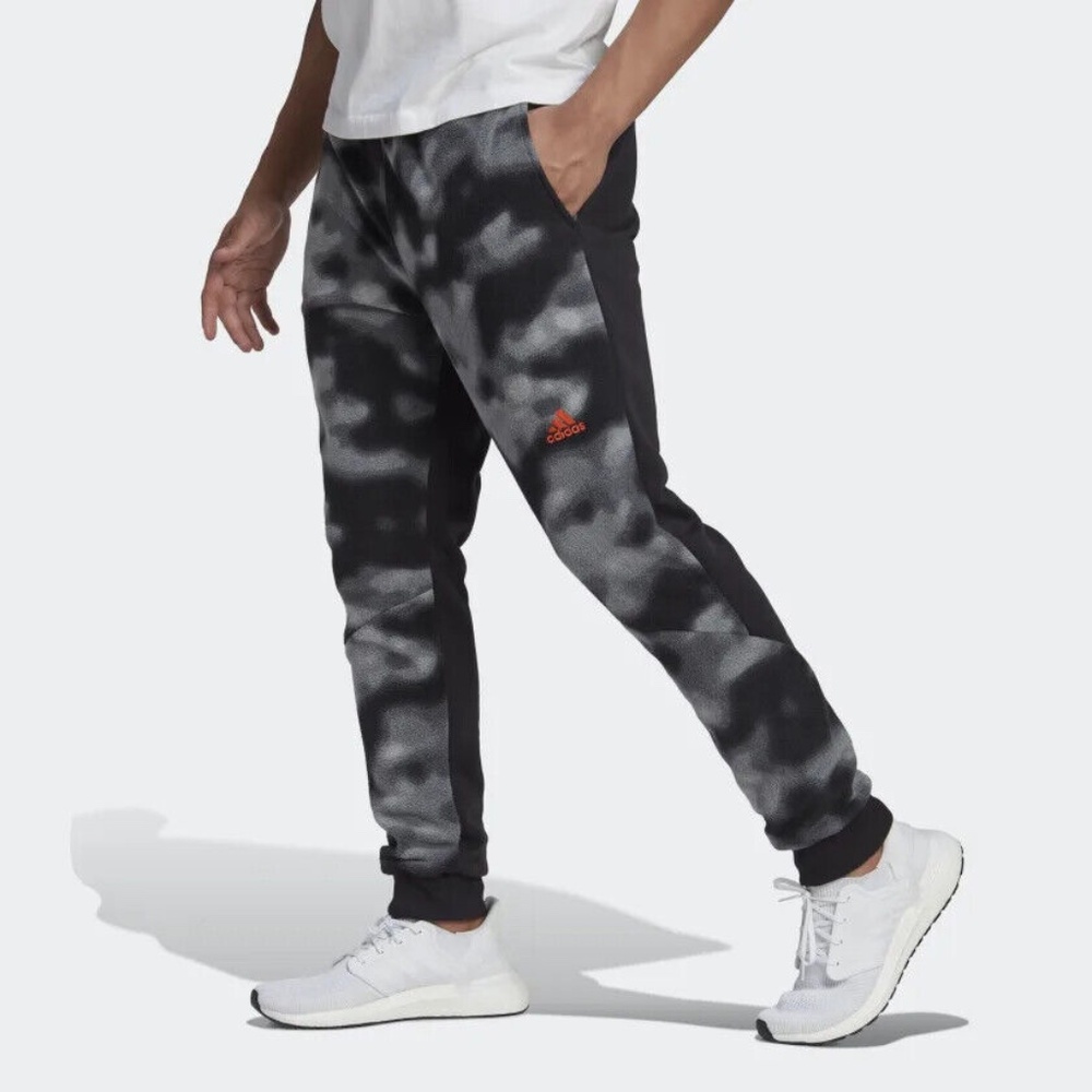 S Adidas Men's Sportswear Polar Fleece Nature Print Pants joggers HC5879 NWT